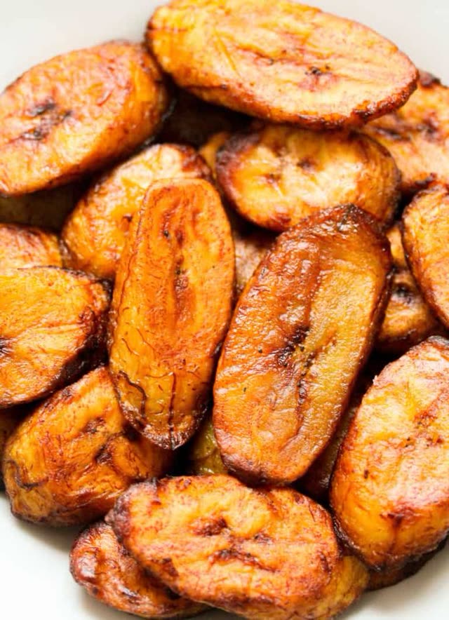 Fried yam and plantain with egg sauce